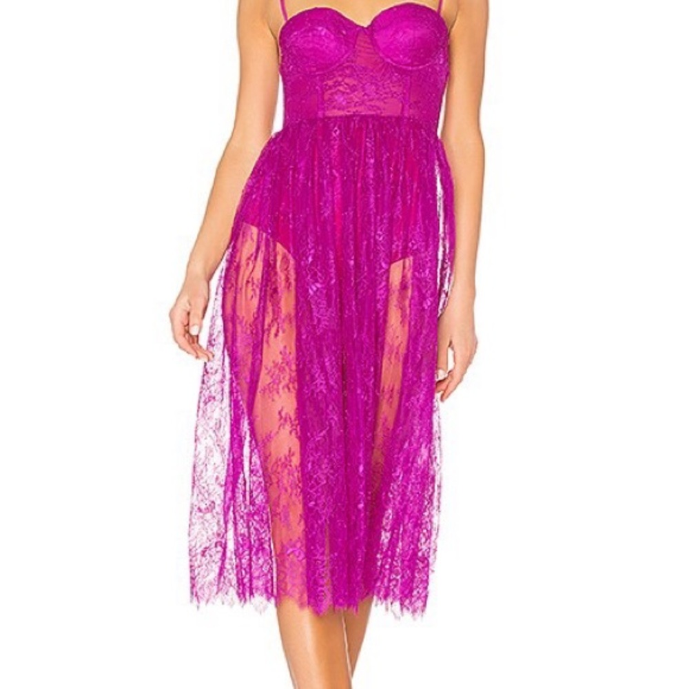 Revolve X Nbd Pink Lace Britney Sheer Dress Xs